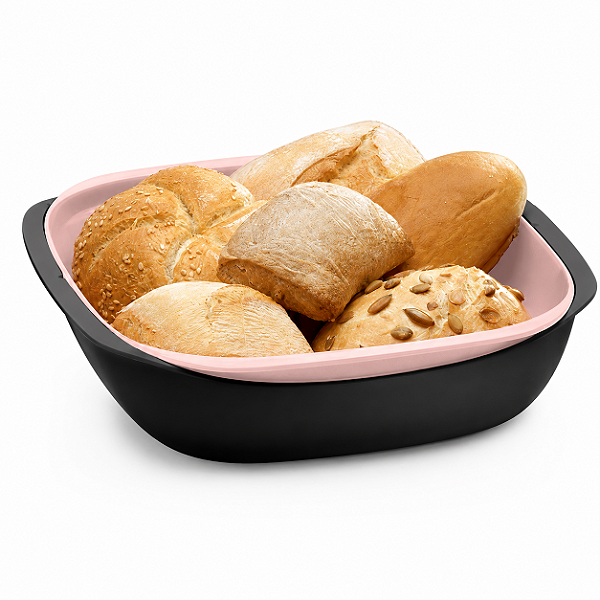 Tupperware Cesto Allegra 1,3 Litros Preto e Rosa Algodão Doce