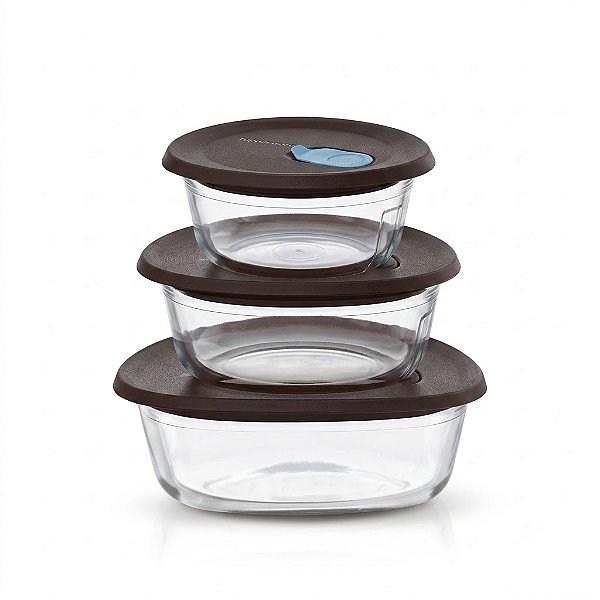 Kit Tupperware Travessa Vitrea Redonda 3 peças