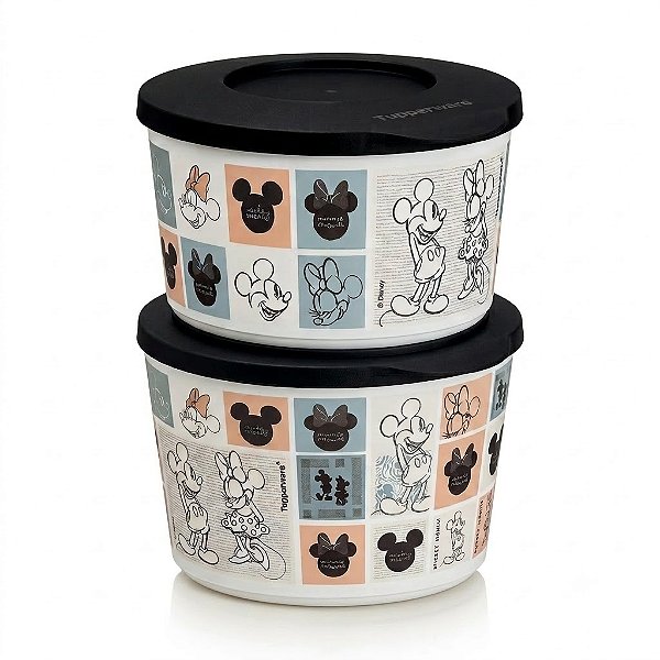 Kit Tupperware Tigela Ilúmina Mickey e Minnie Classicos 800ml 2 peças