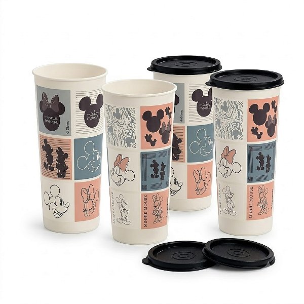 Kit Tupperware Copo Mickey Minnie Classicos 470ml 4 peças