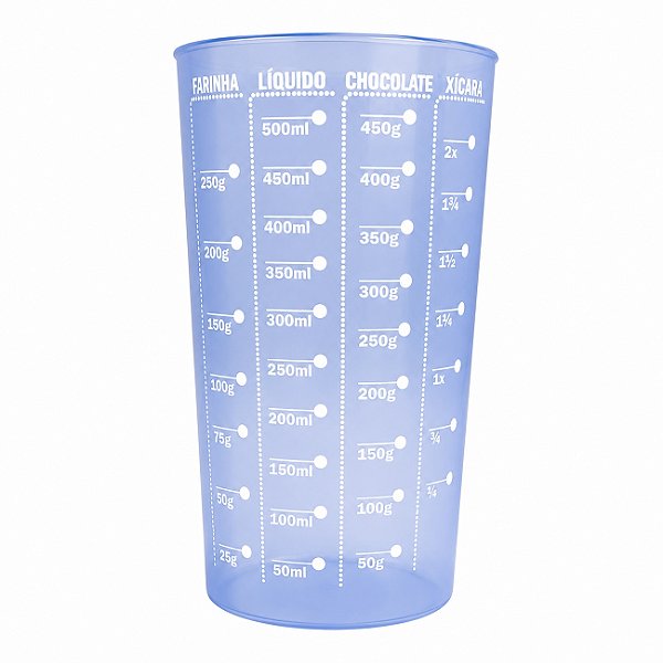 Copo Medidor e Medidas de Plástico 500ml Azul