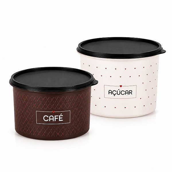 Kit Tupperware Caixa Café e Açúcar Simone Mendes 2 peças