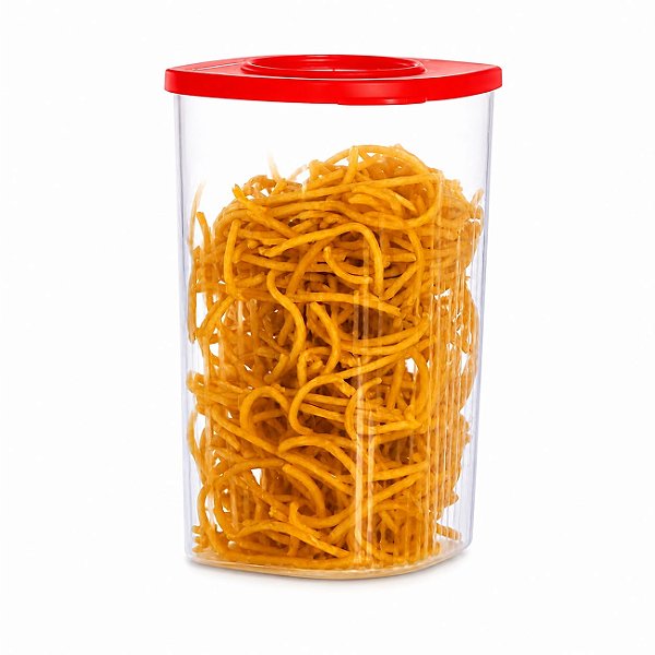 Tupperware Fresh Box Quadrada 1,5 litro Transparente e Vermelho