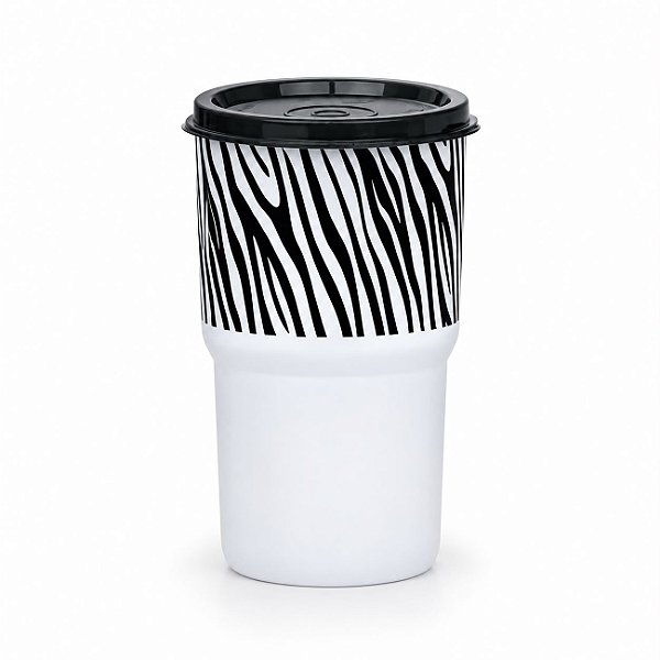 Tupperware Copo Colors Feras 350ml Branco e Preto