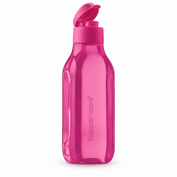 Tupperware Garrafa Eco Tupper Quadrada Plus 1 litro Rosa Beijo