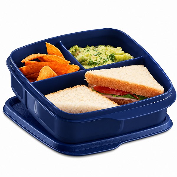 Tupperware Basic Line com Divisórias 550ml Azul Mar Profundo