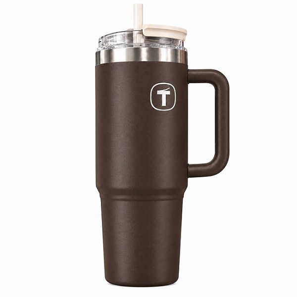 Tupperware Copo Térmico Big T com Canudo 1,1litro Marrom Brownie