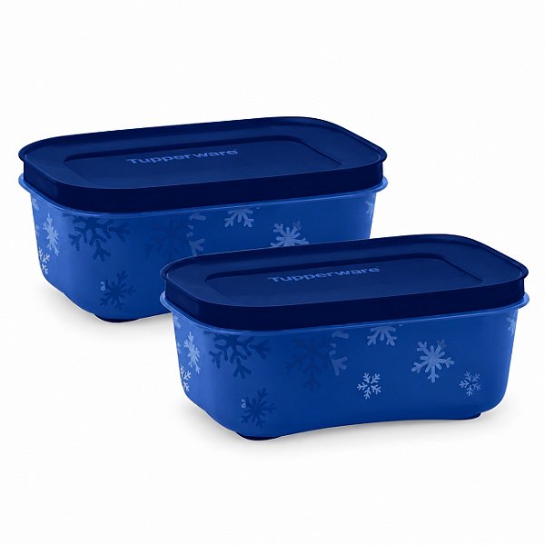 Kit Tupperware Freezer Line 450ml Azul Mar Profundo 2 peças
