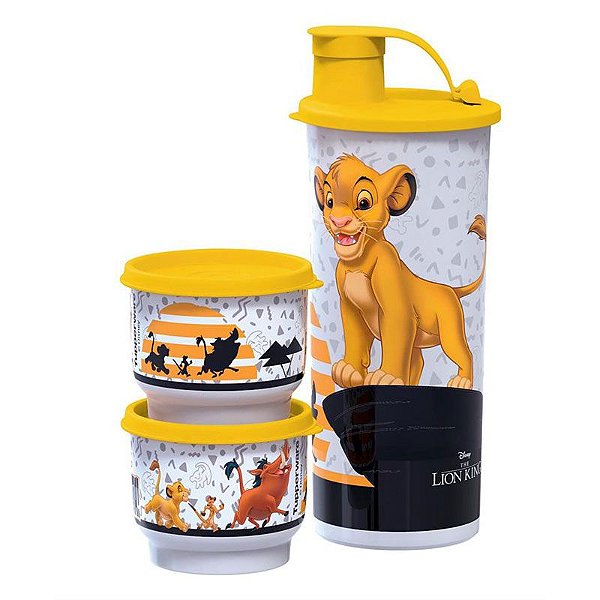 Tupperware Copo com Bico + Potinho Rei Leão kit 2 Peças