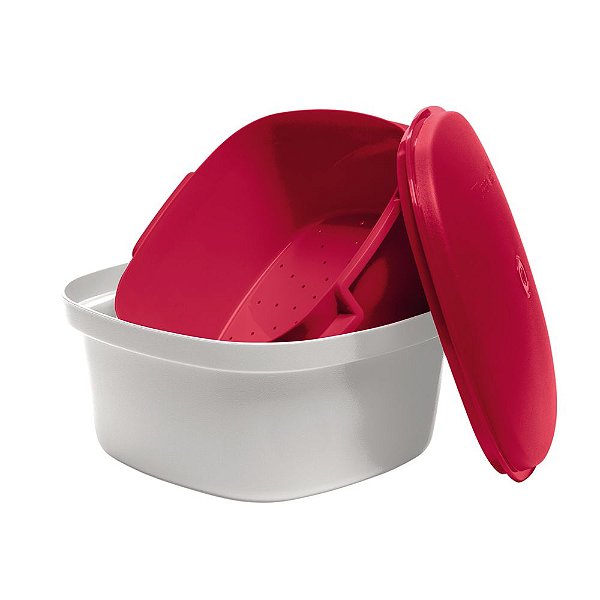 Tupperware Múltipla 2,5 Litro Branco e Vermelho