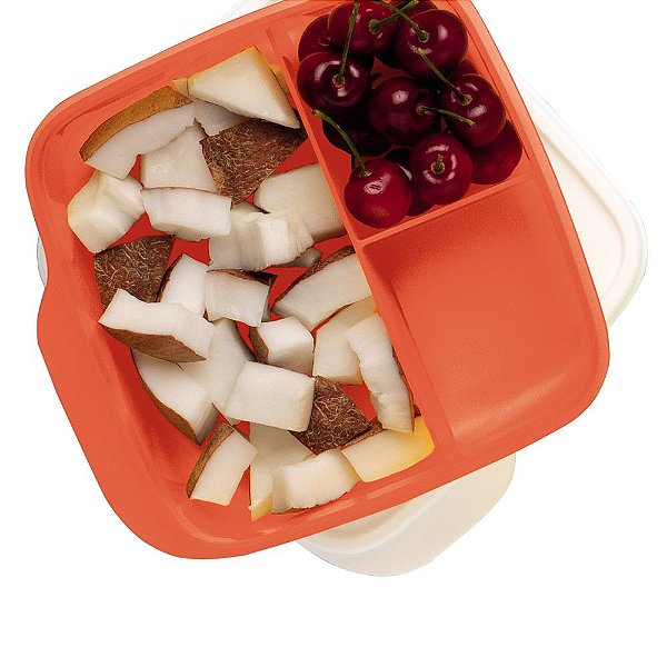 Tupperware Basic Line com Divisórias 550ml Laranja Neon