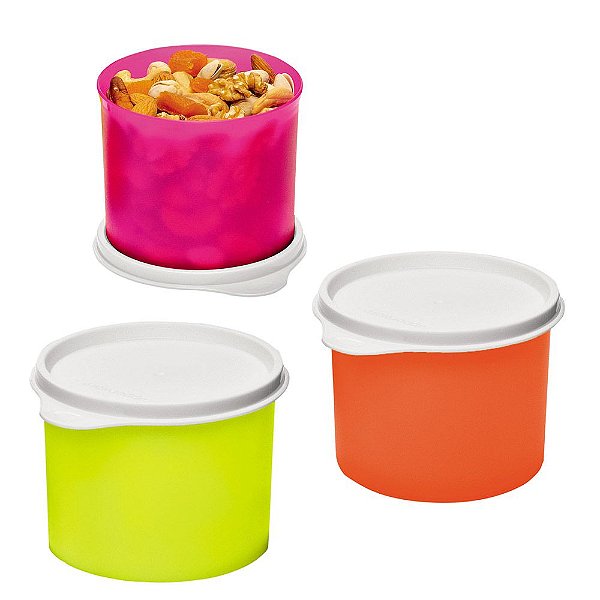 Tupperware Redondinha 500ml Neon Kit 3 Peças