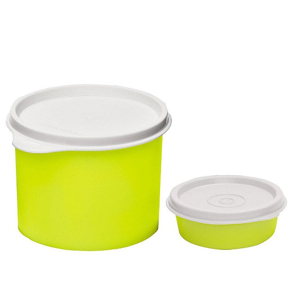 Tupperware Redondinha 500ml + Mini Snack Cup 70ml Amarelo Neon Neon kit 2 Peças