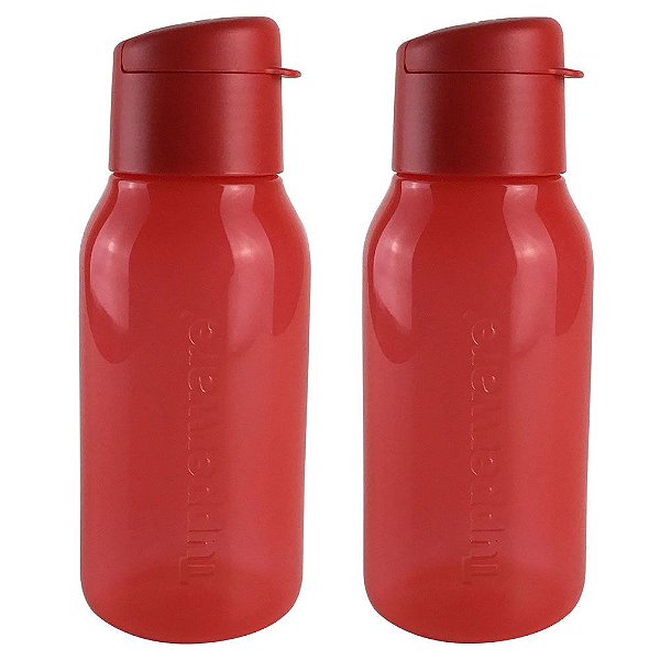 Kit Garrafa Tupperware Eco Tupper Plus 350ml Vermelha Chili 2 Peças