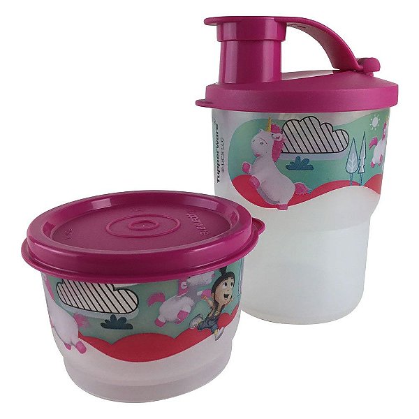 Tupperware Copo Colors com Bico 225ml + Potinho 140ml Fluffy kit 2 Peças