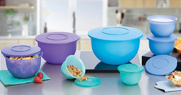 Tupperware Kit BEA Murano Azul Verde e Roxo 7 peças Nível 3