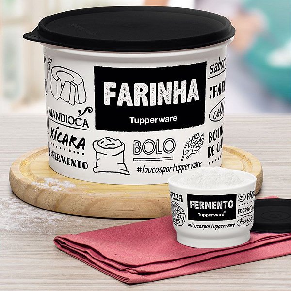 Tupperware Caixa Farinha PB Fun 1,8kg + Potinho Fermento 100g
