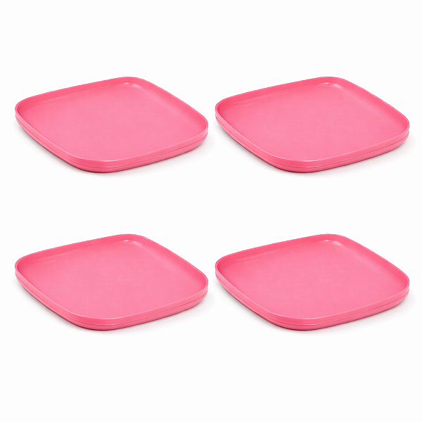 Kit Tupperware Prato Post Me Rosa 4 Peças