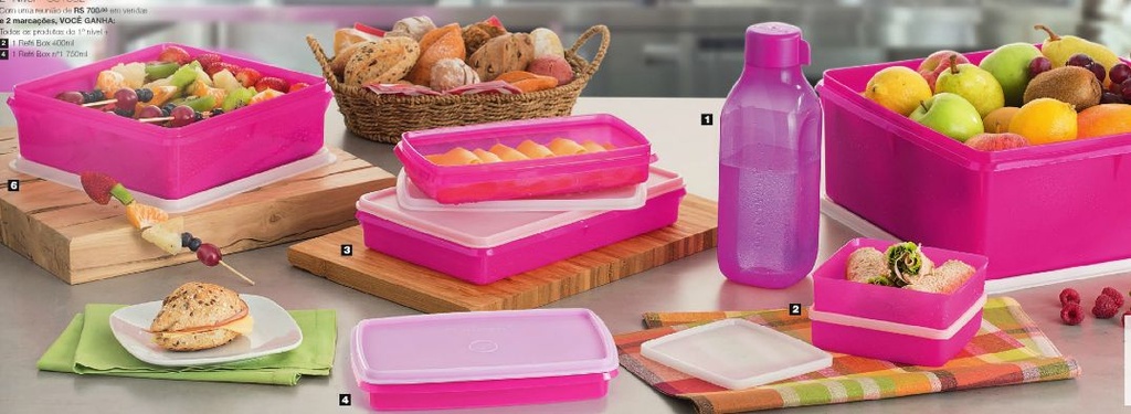 Tupperware Kit BEA Refri Box e Caixa 8 Peças Nível 3 Rosa 10/2015