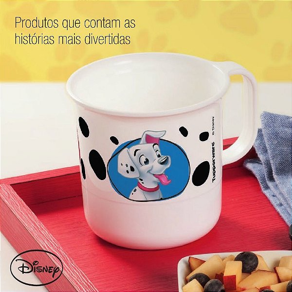 Tupperware Caneca 101 Dálmatas Infantil 350ml Branco e Preto