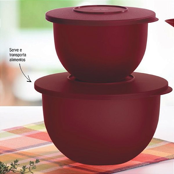 Tupperware Kit Tigela Murano Marsala Vinho 2 peças