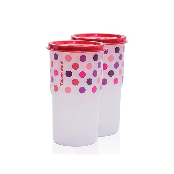 Tupperware Kit Copos Colors Poá 355ml 2 peças Vermelho