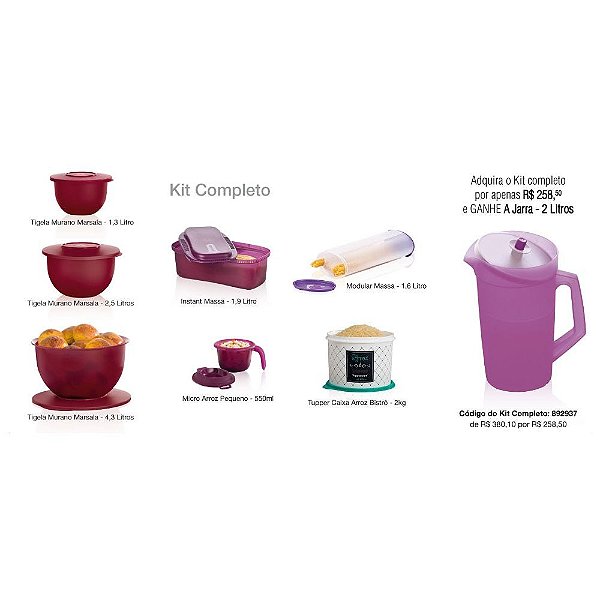 Tupperware Kit Completo 44-2015 Grátis Jarra 2 Litros