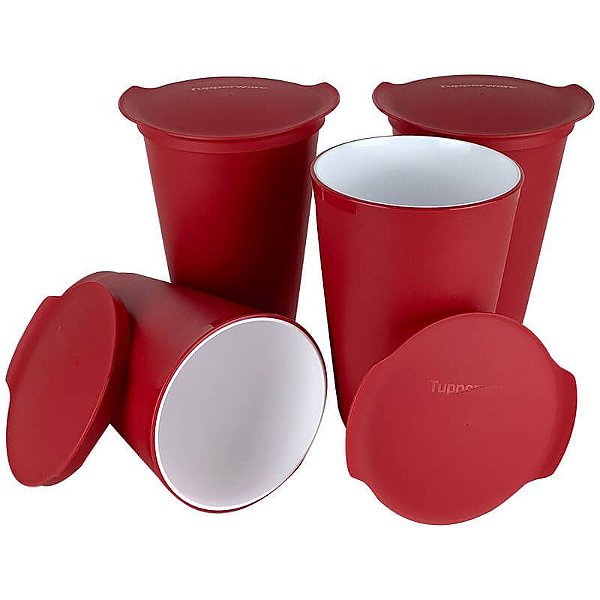Tupperware Copo Allegra 450ml Vermelho Kit 4 Peças