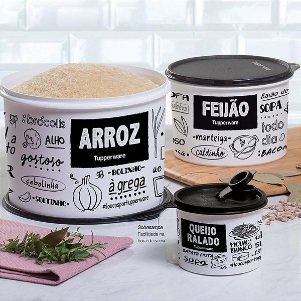 Tupperware Caixa Arroz Feijão Queijo Ralado PB Fun Kit 3 peças