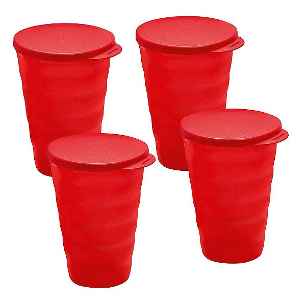 Tupperware Copo Murano 500ml Vermelho Kit 4 Peças