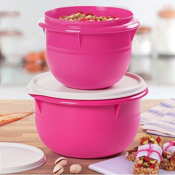 Tupperware Tigela Batedeira 1 litro + Tigela Batedeira 2 litros Rosa Pink