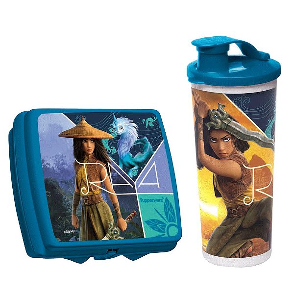 Tupperware Copo com Bico Princesa Raya 470ml + Porta Sanduíche Princesa Raya