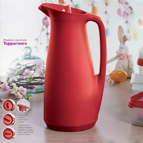 Tupperware Garrafa Térmica 1 litro Vermelha Café Chá - Comprar Tupperware  Online? Wareshop - Loja Mundo Tupperware