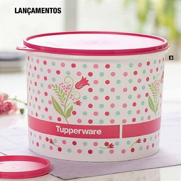 Tupperware Caixa Provençal 5,5 Litros Tampa Rosa