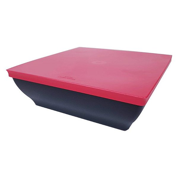 Tupperware Travessa Zen Line Quadrada 1,75 litro Preto e Vermelho
