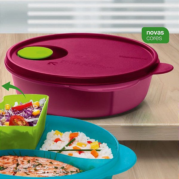 Tupperware Cristalwave com Divisórias e Bandeja Removível 900ml Vinho