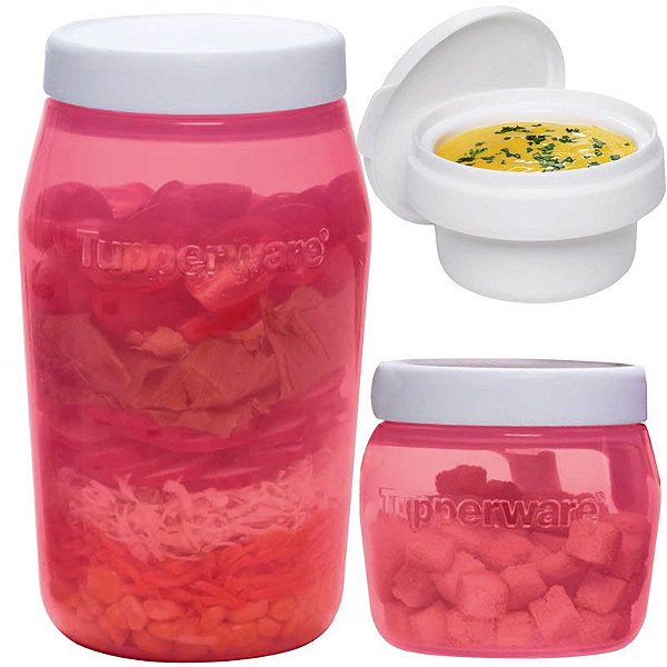 Tupperware Universal Jar 325ml + 825ml + Tampa para Molhos 118ml Kit 3 Peças