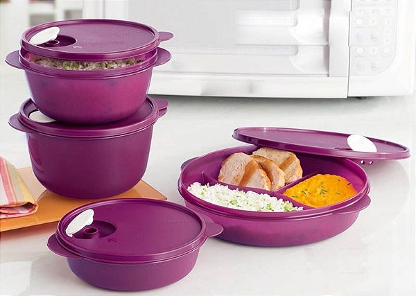 Tupperware Cristalwave kit 4 Peças Roxa