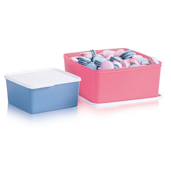 Tupperware Basic Line Azul e Rosa kit 2 peças