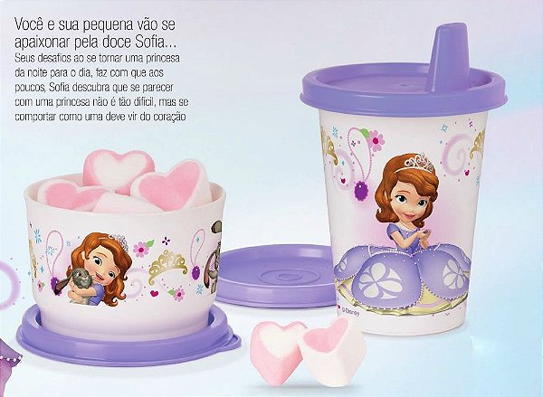 Tupperware Potinho + Copinho Princesinha Sofia kit 2 peças Roxo