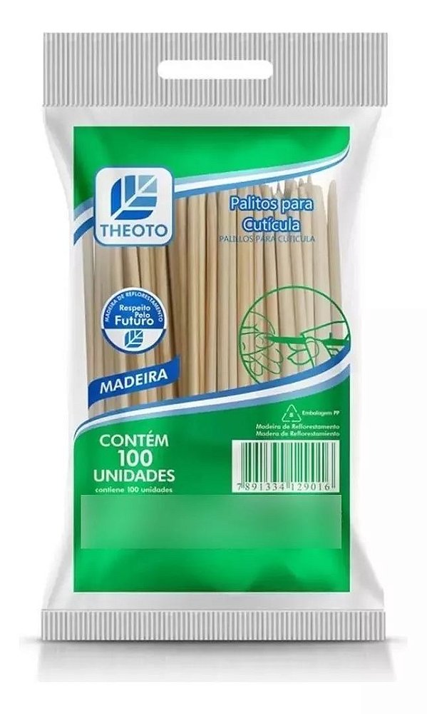 Palito para Cutícula Theoto pacote com 100 unidades