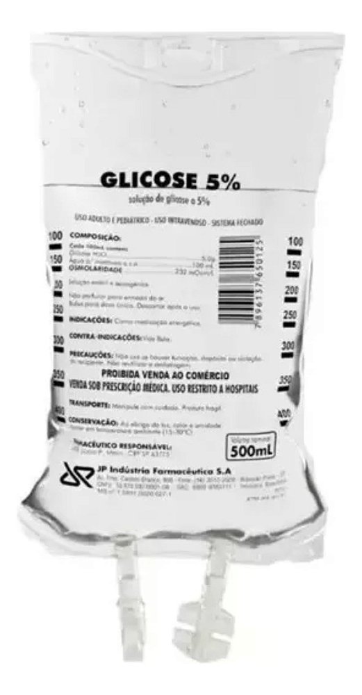 Soro Glicosado 5% Uso Intravenoso Estéril Bag 500 ml JP - 1 unidade