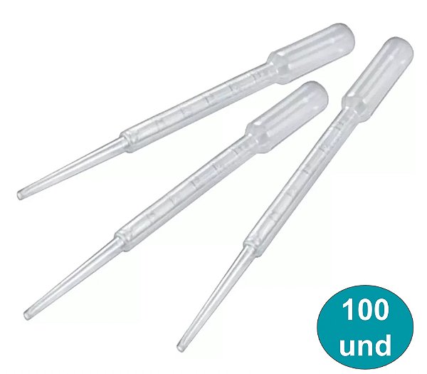 Pipeta Plástica Graduada 3ml Pasteur Não Estéril kit 100 Unidades - Cralplast