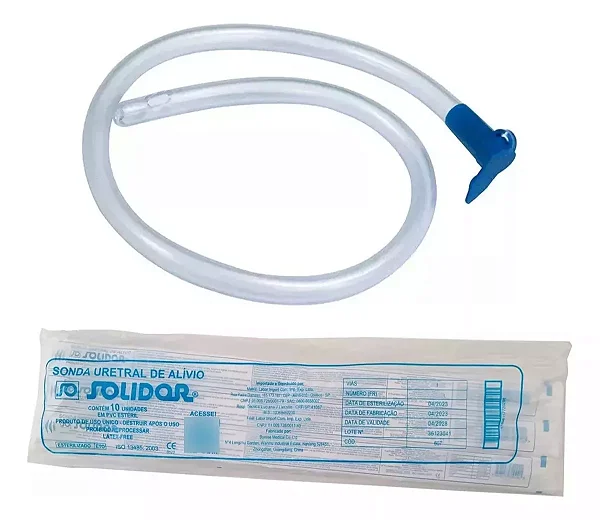 Sonda de alivio uretral estéril Solidor pacote com 10 unidades