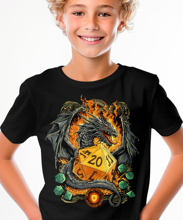 Camiseta D20 e Dragão