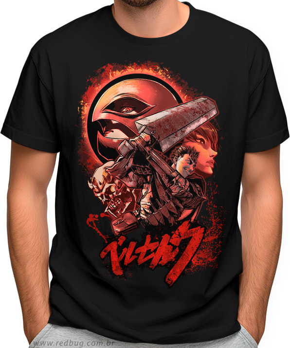 Camiseta Berserk Espadachim Negro