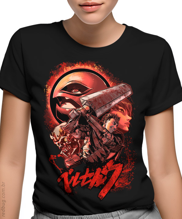 Camiseta Berserk Espadachim Negro