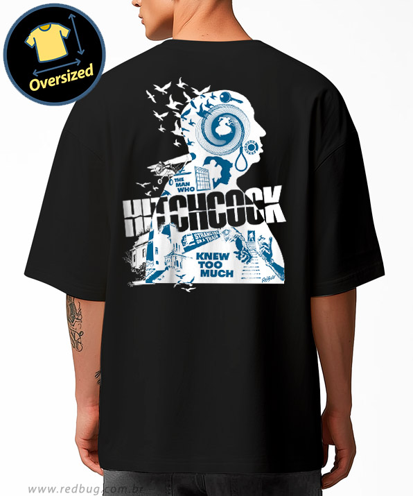Camiseta Oversized Hitchcock Mestre do Suspense