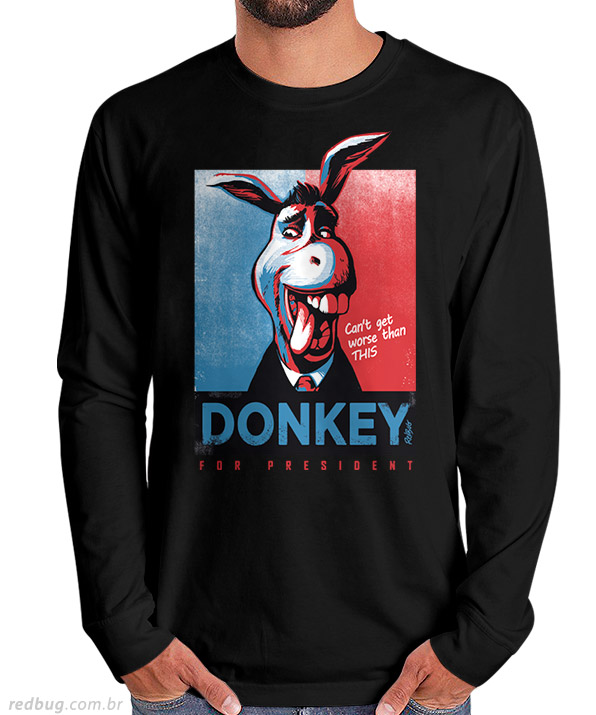 Manga Longa Donkey For President