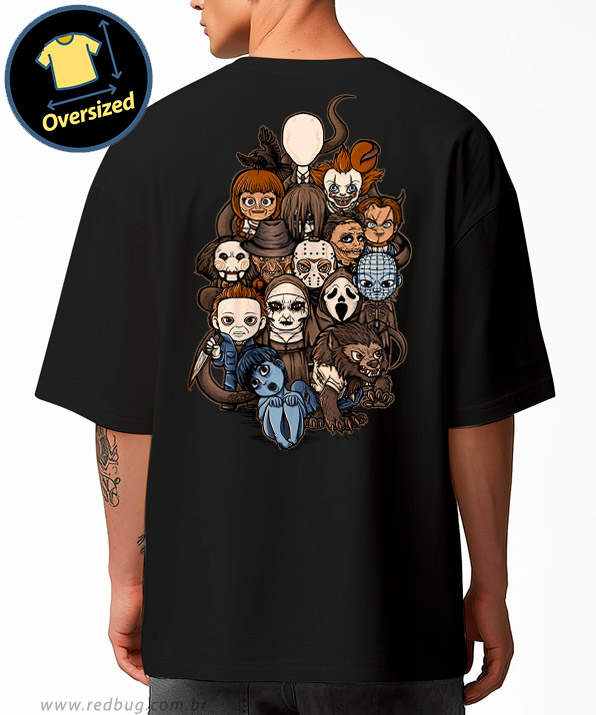 Camiseta Oversized Pequenos Ícones do Terror
